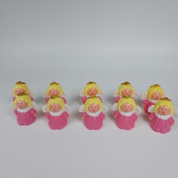 Vintage Angel Christmas Light Covers Pink Plastic Blow Mold Lot of 10 - Picture 1 of 7